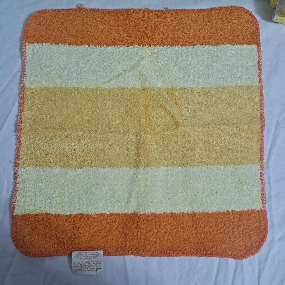 Vintage Utica JP Stevens Bath Hand Towel Washcloth Set Green Retro Soft 60s 70s